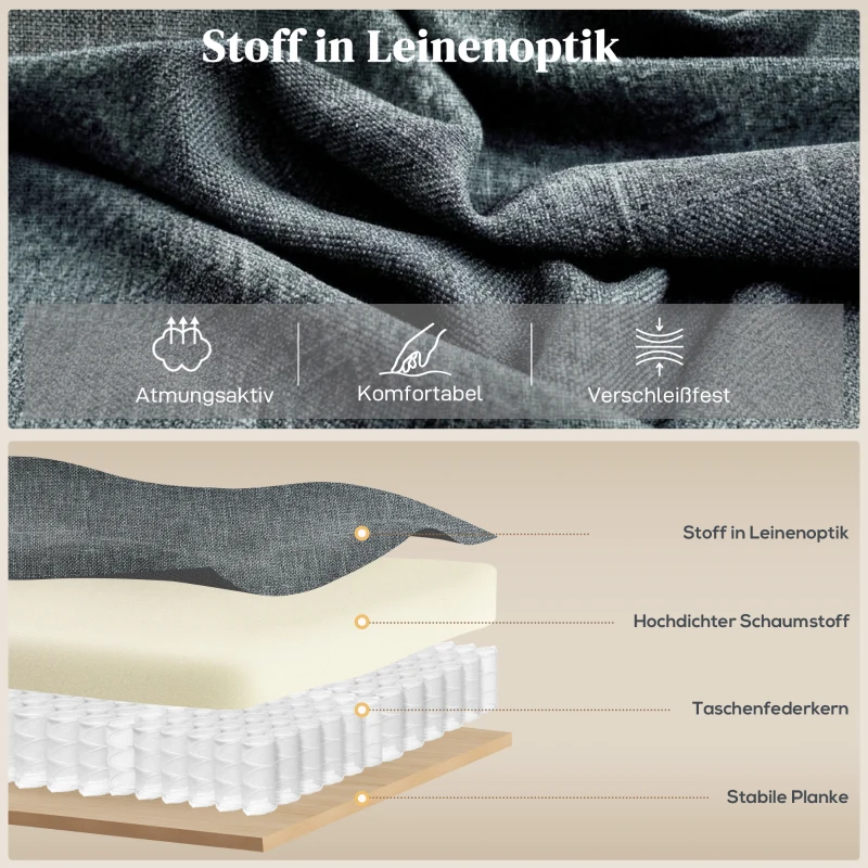 HOMCOM Massagesessel mit Aufstehhilfe, Relaxsessel, Vibrationsköpfe, mit Neigefunktion, Leinenoptik, Grau