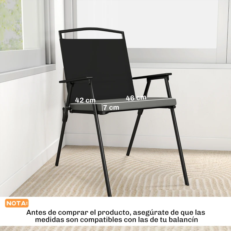 Outsunny Set Stuhlkissen für Esszimmerstühle 46x42x7 cm 6 Stück mit waschbarem Bezug und Bändern wasserabweisend UV-beständig Dunkelgrau