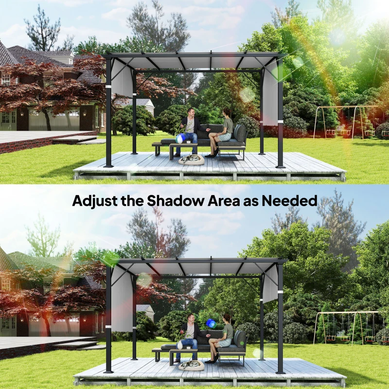 Outsunny Zamienny Dach do Pergoli z Ochroną UV, Płachta na Taras do Altany 3 x 3 m, Jasnoszary