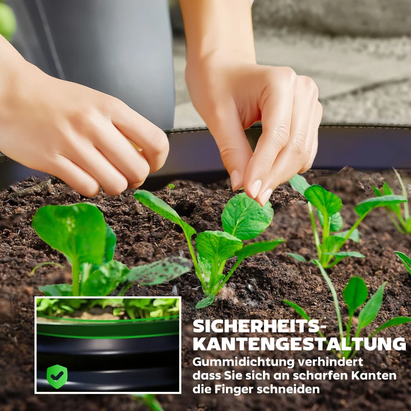 Outsunny 2-delige set verzinkte plantenbakken, Ø60 x 30H cm bloempotten met open bodem voor diverse planten, Donkergrijs