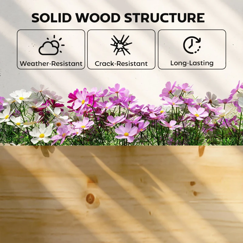 Outsunny Podwyższona skrzynia drewniana, skrzynia ogrodowa z przegrodą i otwartym spodem 235 x 66 x 26 cm Naturalne drewno