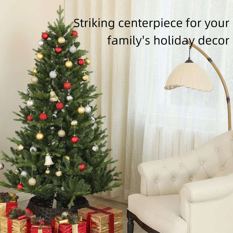 HOMCOM Choinka, Sztuczna Świerk, Naturalny Wygląd, Szeroka i Bujna, 180 x Ø105 cm, Zielony