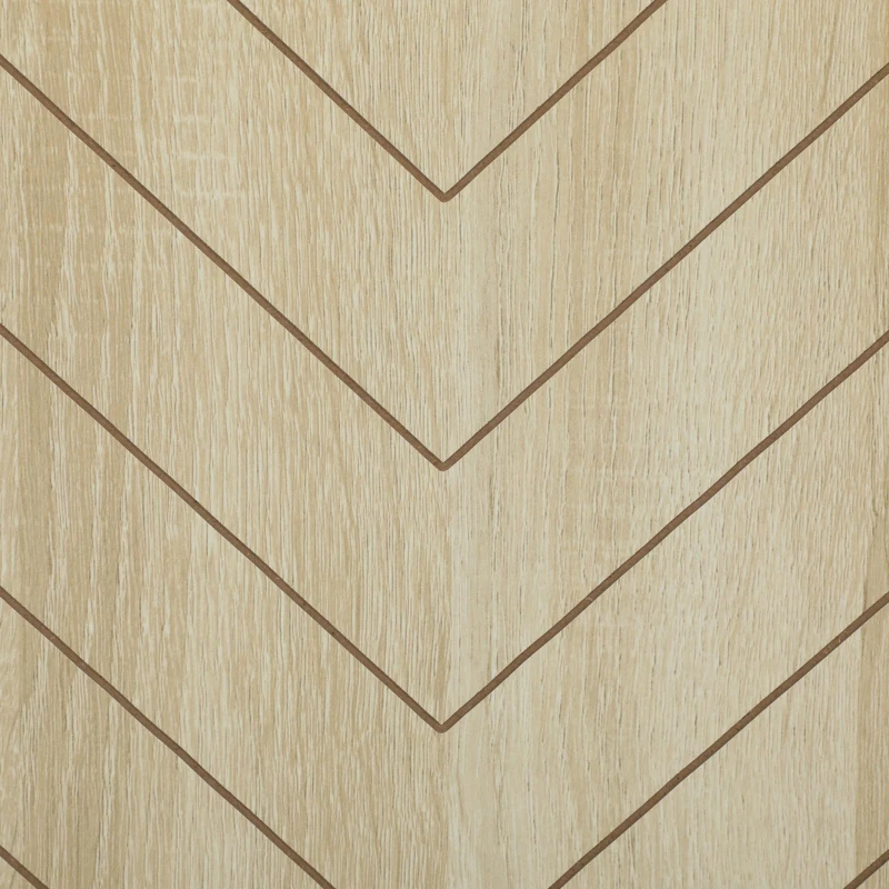 HOMCOM Aparador de Salón con 3 Puertas con Diseño Chevron Estantes Ajustables Patas de Metal 108x40x80 cm Roble