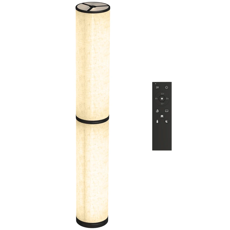 HOMCOM Lampada da Terra con Telecomando e Regolazione Temperatura 3000-6000K, Paralume in Tessuto, Ø20x135 cm, Beige