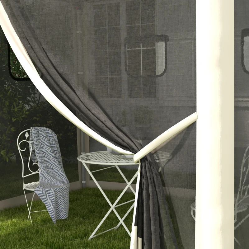 Outsunny Opvouwbare paviljoen met verstelbare hoogte, netgordijnen, draagtas, metalen frame, 3 x 3 x 3 m, Beige