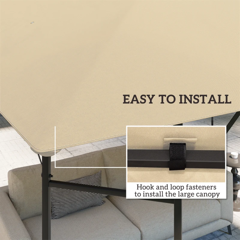 Outsunny Zapasowy dach do pawilonu 3 x 3 m, wodoodporny, z ochroną UPF30+, wykonany z tkaniny Oxford 370 g/m², beżowy