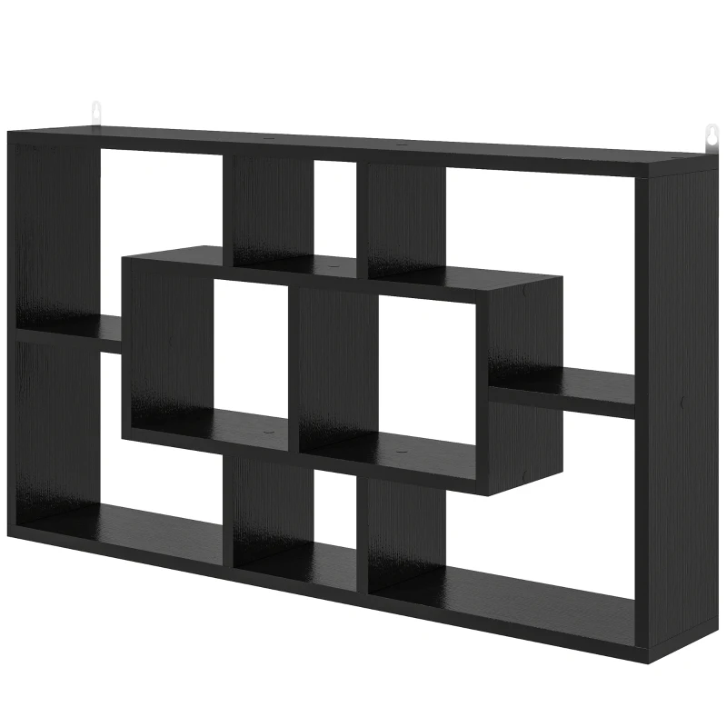 HOMCOM Estante de Pared Decorativo Estantería para Libro, CDs con 8 Cubos 85x14,5x47,5 cm Negro