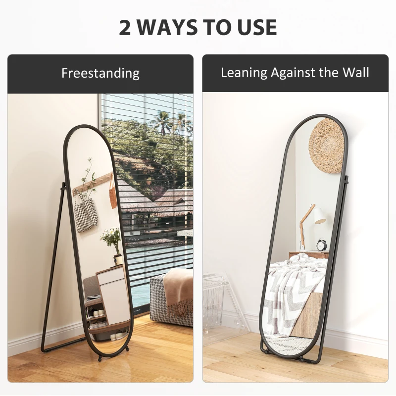 Lustro stojące 160 x 40 cm, metalowa rama, czarne