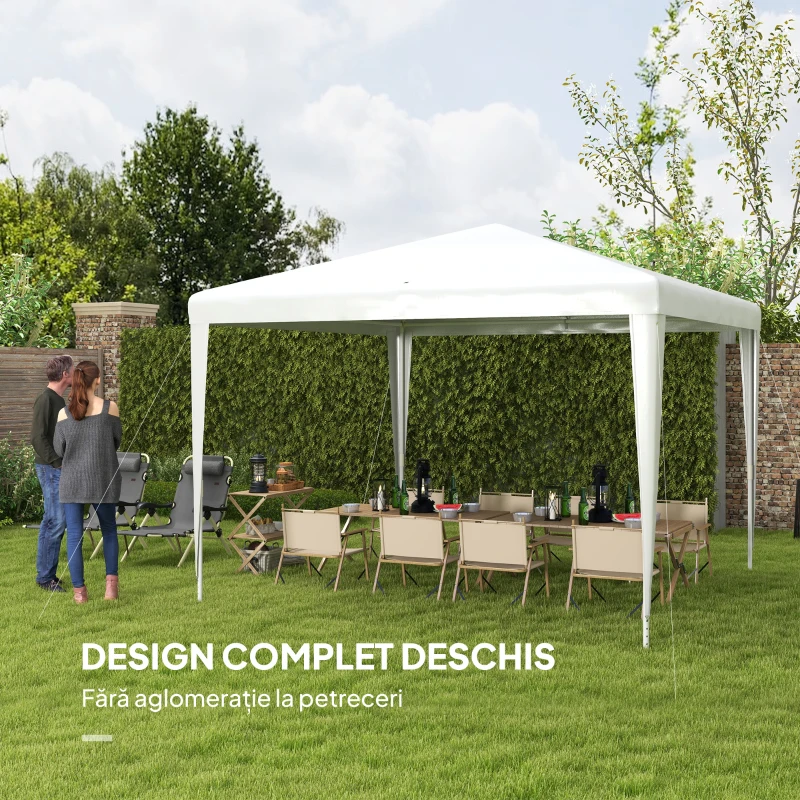 Pavilion Outsunny de Grădină 3x3 m Portabil cu Acoperire Anti UV, Alb