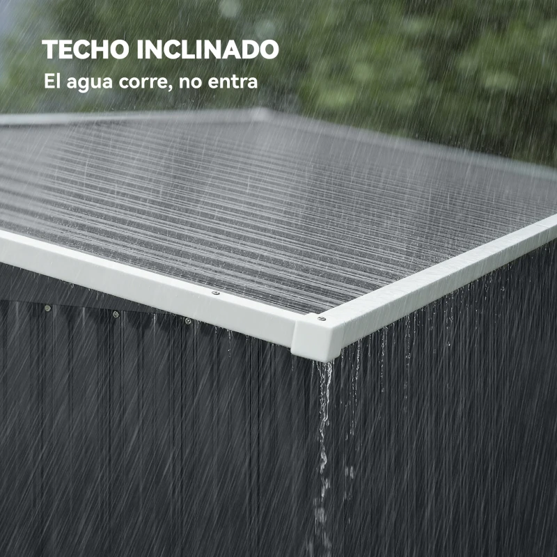 Outsunny Cobertizo de Jardín Exterior 2,7 m² 234x132x185 cm con Triple Puerta Cerradura y Ranuras de Ventilación Gris