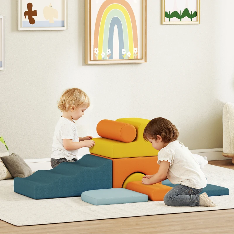 AIYAPLAY Juego de 9 Bloques de Espuma para Niños con Fundas de Terciopelo Lavables para Escalar y Gatear Multicolor