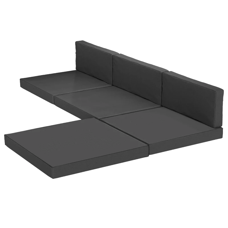 Outsunny 7-Piece Patio Furniture Cushions, Outdoor Loveseat Cushion with Removable Covers for Rattan Furniture, 60x60 cm, Black