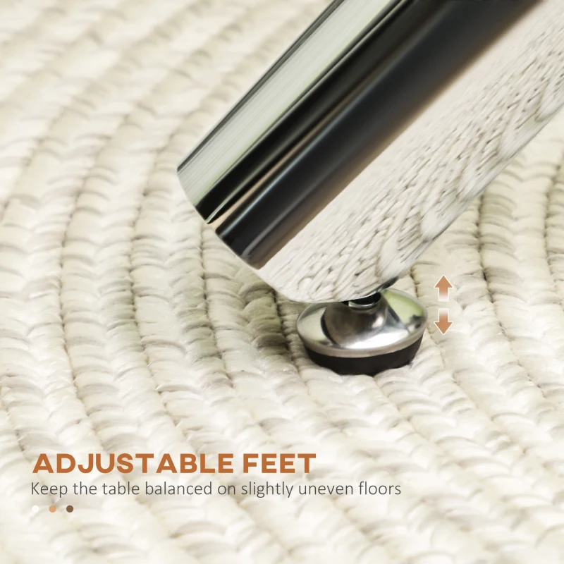 HOMCOM Stół jadalniany, okrągła płyta ze szkła hartowanego, bezramowy design, dla 2-4 osób, nogi ze stali, 80 x 80 x 74 cm