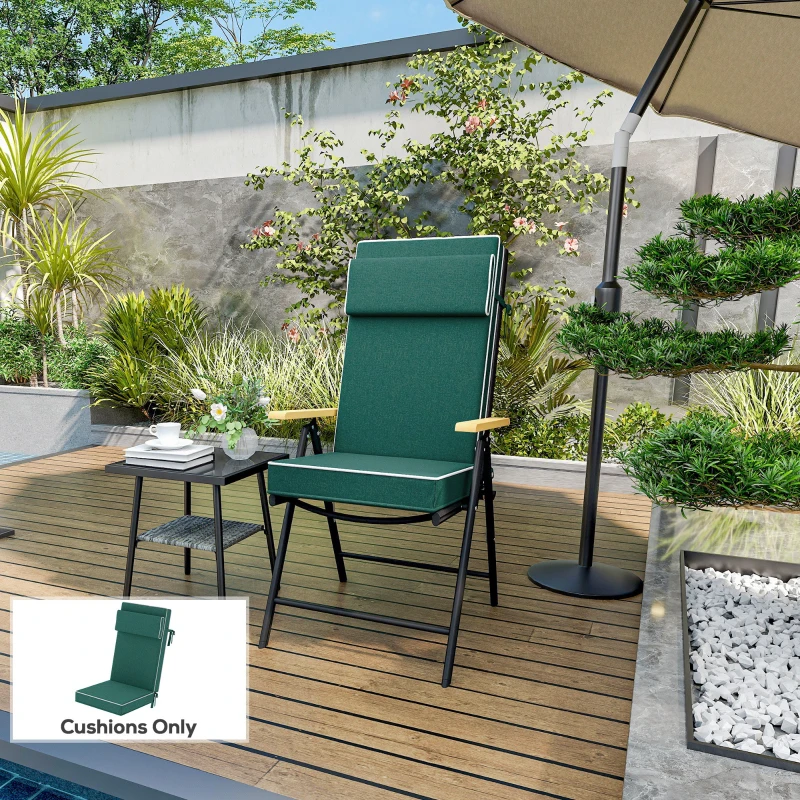 Outsunny Zitkussen 120 x 47 x 9,5 cm Waterafstotend met Banden, Hoofdsteun, UPF50+ Groen