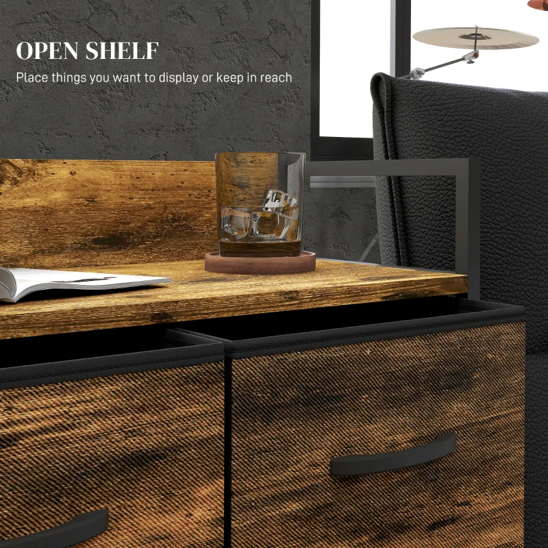 HOMCOM Komoda, Kredens, 4 Szuflady Materiałowe, Design Industrialny, 60x29x85cm, Brąz/Czarny