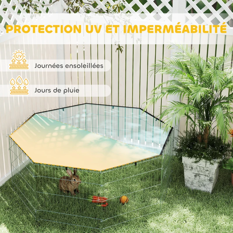 PawHut Parc pour chien, enclos chien 8 panneaux avec toit, modulable et pliable, enclos portable 60H cm avec porte argent vert