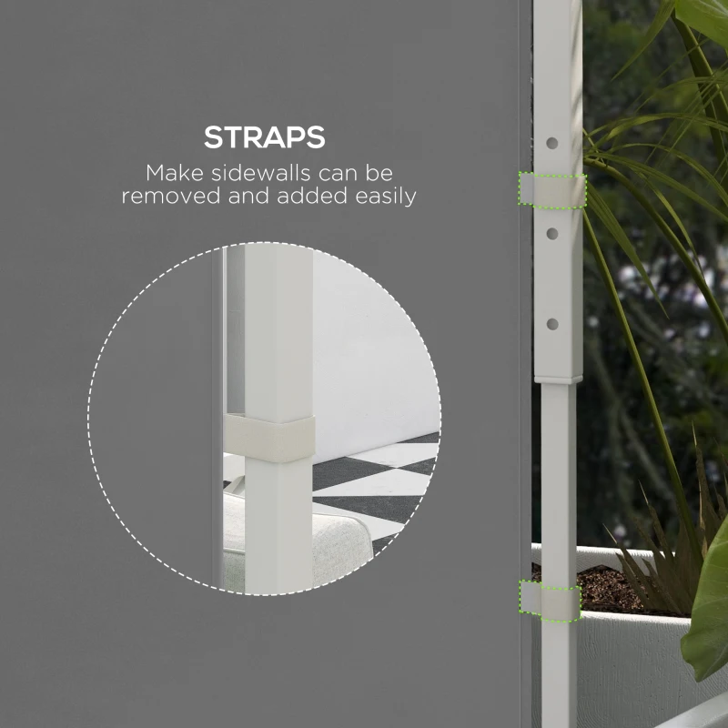 Outsunny Zasłony do pawilonu, zestaw 2 szt., do pawilonów 3x3 m lub 3x6 m, z oknami i drzwiami, jasnoszary