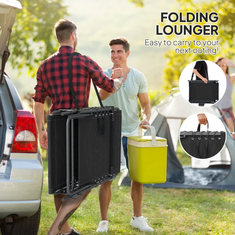 Outsunny Leżak składany ogrodowy z poduszką, 5-stopniowa regulacja oparcia, do 120 kg