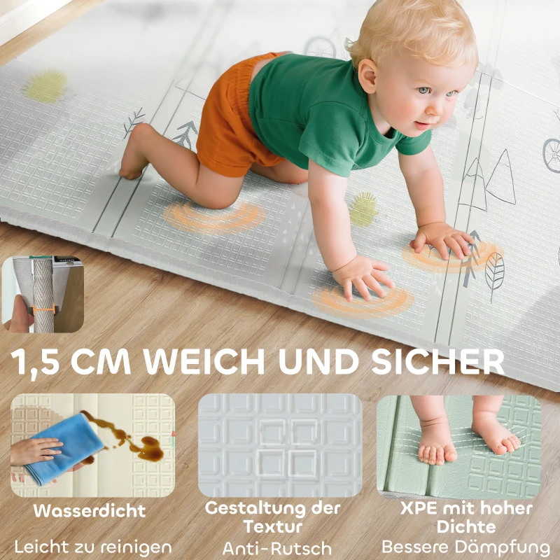 AIYAPLAY Baby-Spielmatte, Tiermuster, Schaumstoff, 1,5 cm dicke Polsterung, rutschfest