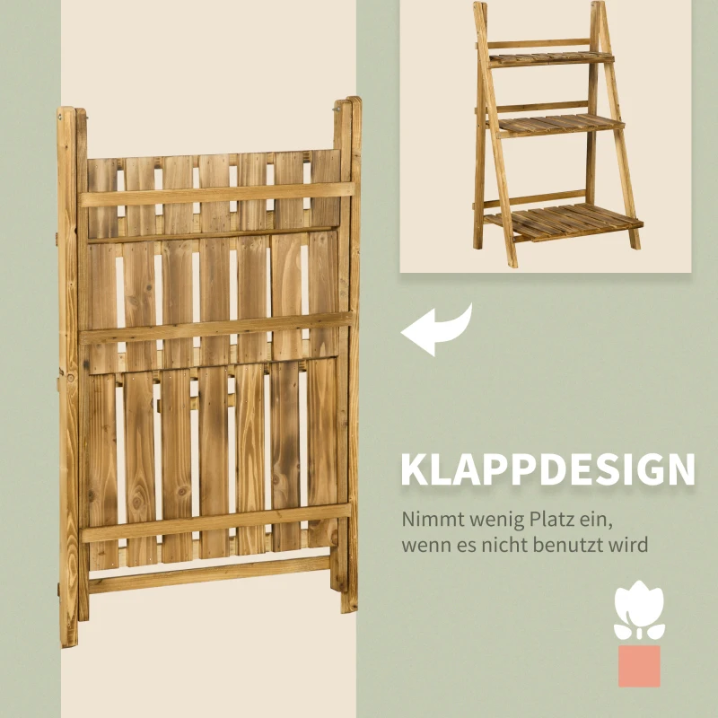 Outsunny Plantenetagere bloementrap bloemenbank plantenrek standaard 3 trappen vurenhout
