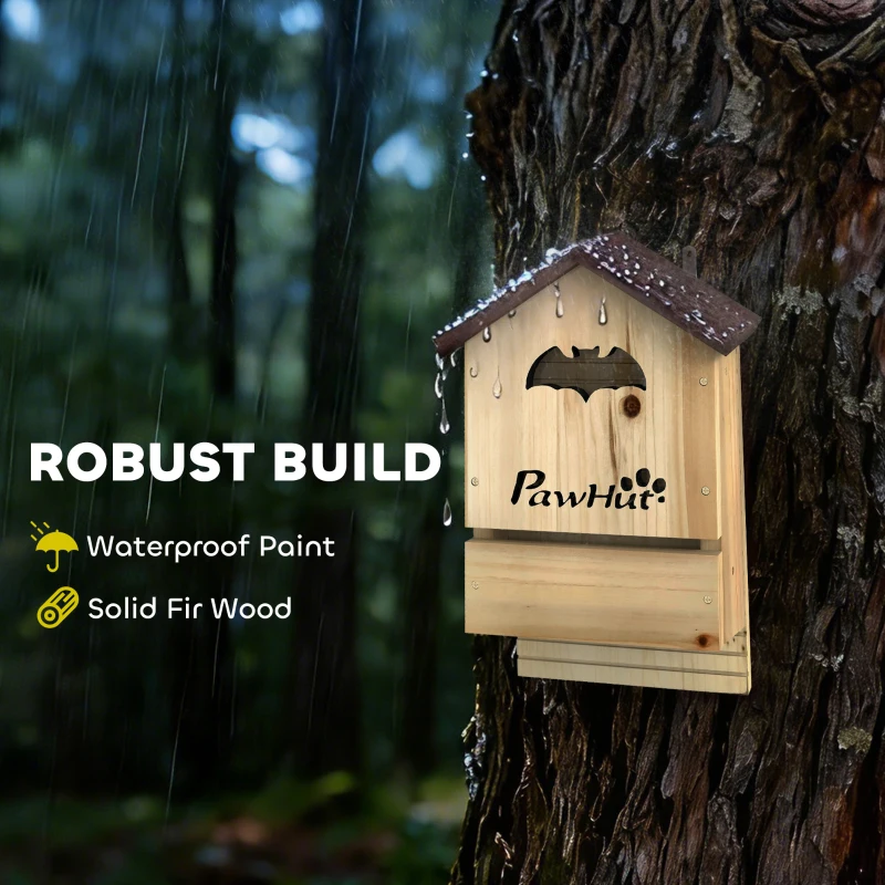 PawHut Skrzynka dla nietoperzy 3 szt. z drewna jodłowego Domek dla nietoperzy do zawieszenia w ogrodach, 21,5 x 11,5 x 34 cm