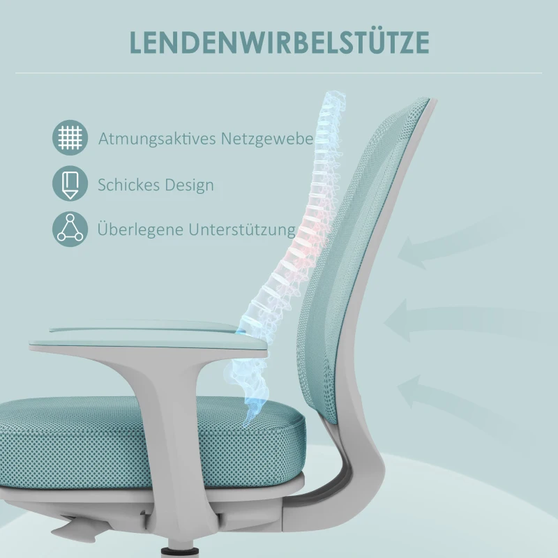 Vinsetto Bürostuhl, Ergonomisch Schreibtischstuhl mit Drehfunktion, Höhenverstellbar 55 x 48 x 82,5-94,5 cm Grün