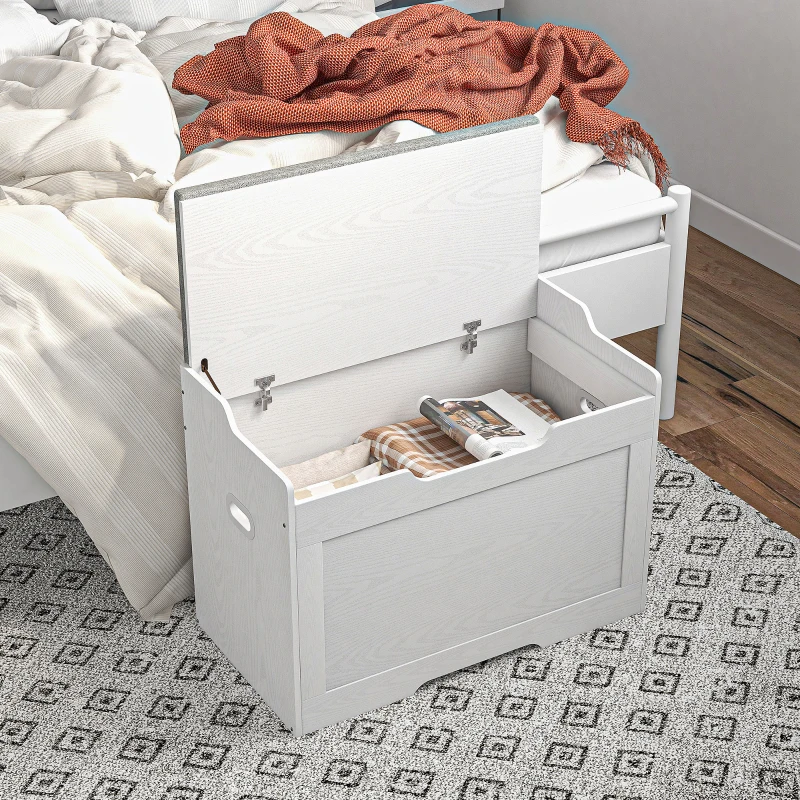 HOMCOM 103L Storage Chest, Modern Storage Trunk with Safety Hinge, Seat Pillow, Multi-Functional Shoe Bench for Living Room, Entryway, Bedroom, White