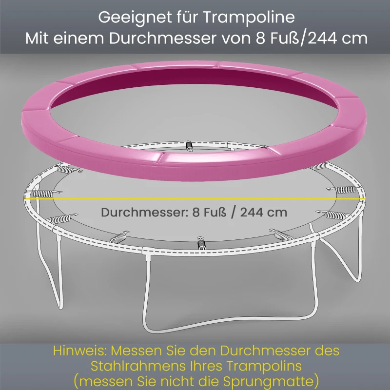 SPORTNOW Ersatz-Randabdeckung für Trampoline, wasserfest, reißfest, Ø244 cm, Rosa