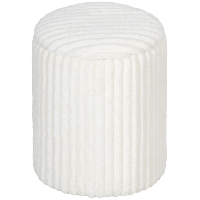 HOMCOM Pouf de rangement avec couvercle réversible, pouf moderne en velours côtelé pour salon et chambre, Blanc