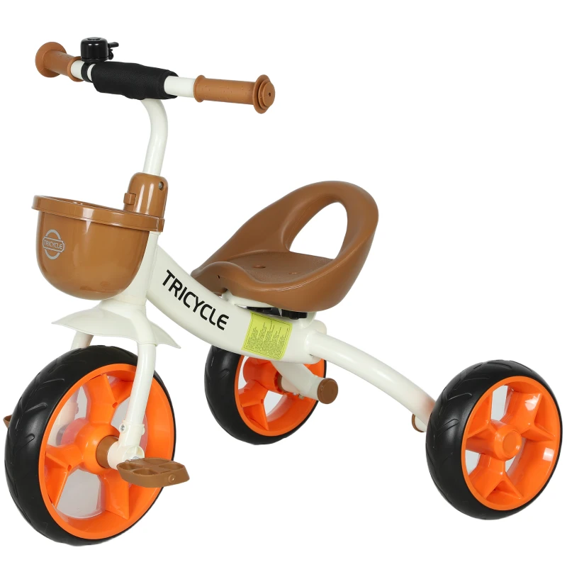 AIYAPLAY Kids Trike, Toddler Tricycle with Front Basket and EVA Wheels for Ages 2-5 Years, Indoor Outdoor for Boys Girls, Orange