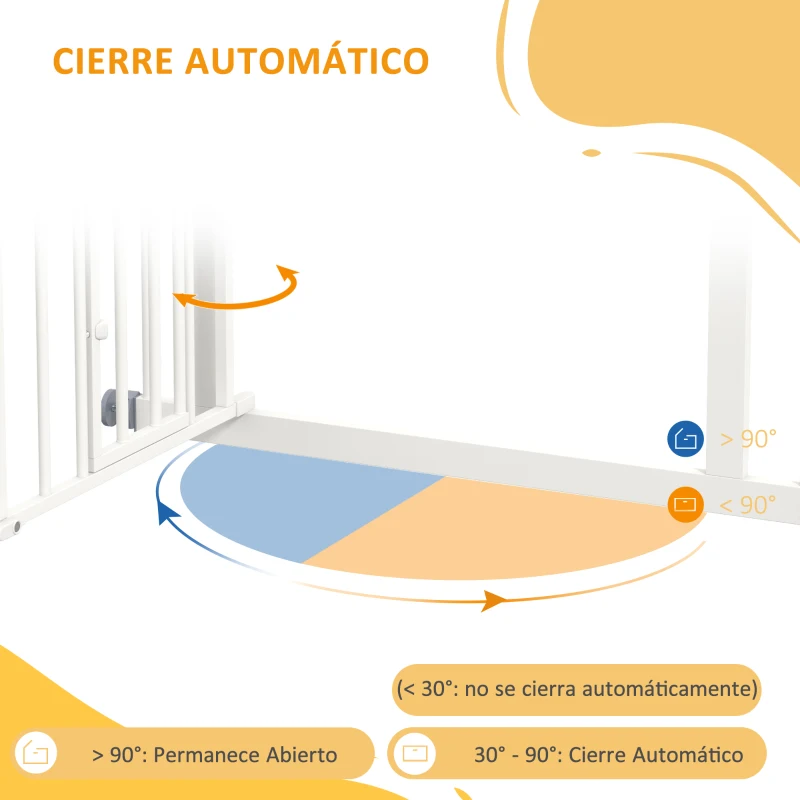 PawHut Barrera de Seguridad para Perros 74-80 cm con Montaje a Presión Doble Bloqueo Extensión para Puerta Escalera Blanco