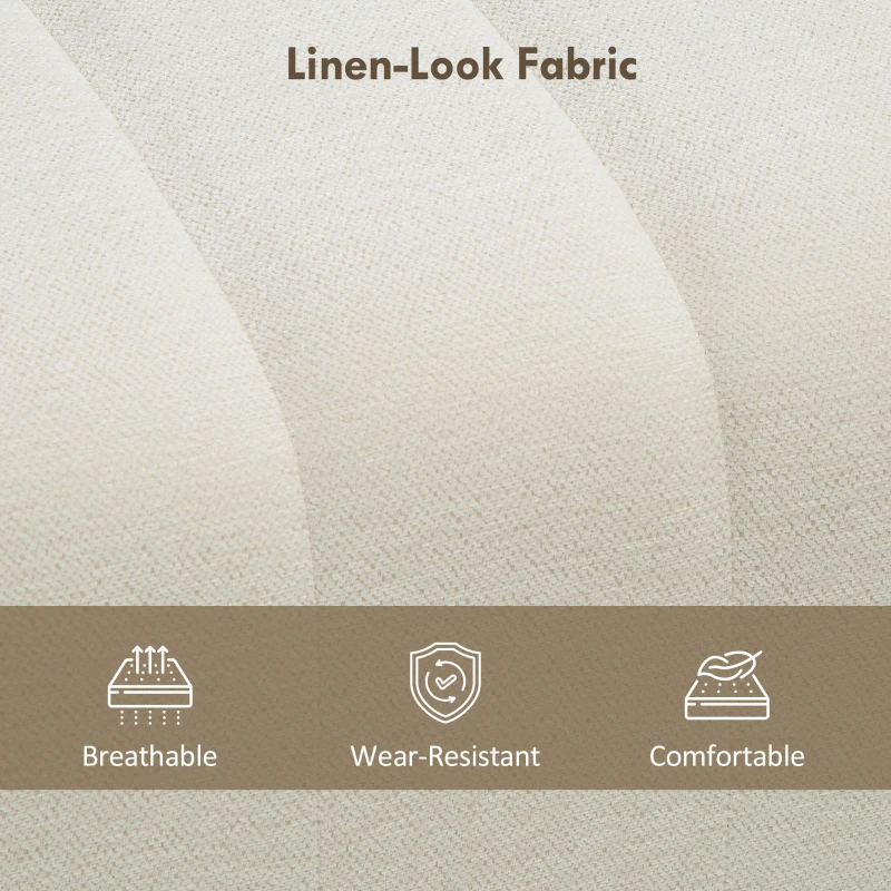 HOMCOM Nowoczesna ławka do sypialni, tapicerowana, z ramą z drewna, do 220 kg, podnóżek, kremowa