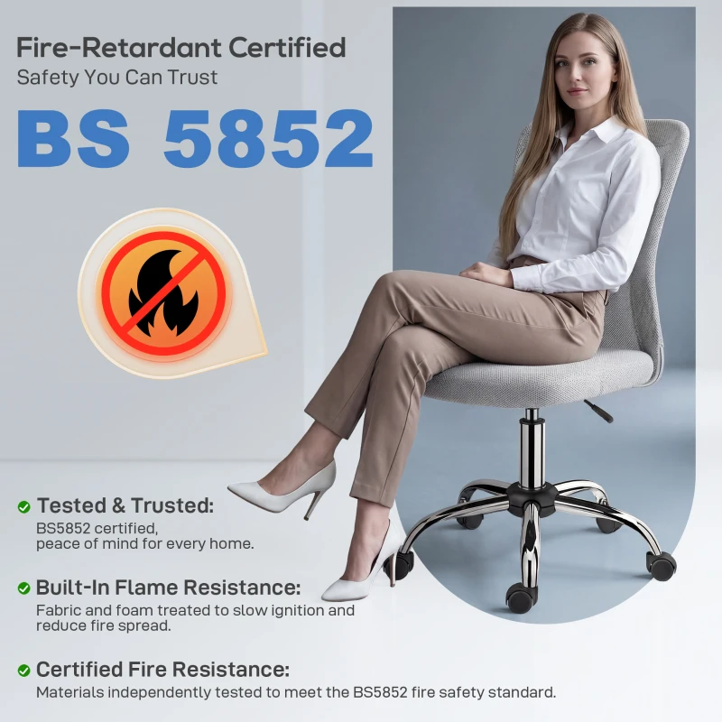 Vinsetto Office Chair, Armless Desk Chair, Adjustable Computer Swivel Chair with Rolling Wheels and Mesh Back for Home Work Study, Grey