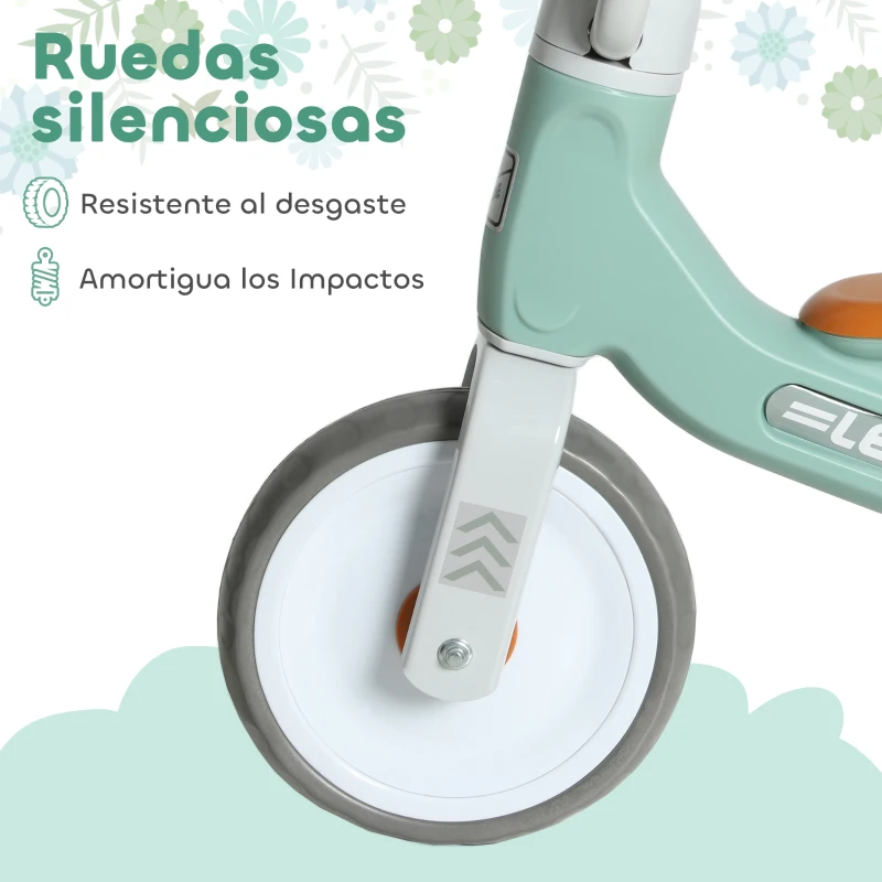 AIYAPLAY Bicicleta sin Pedales para Niños de 12 a 36 Meses con Ruedas Silenciosas y Manillares con Giro Limitado a 60°, Verde