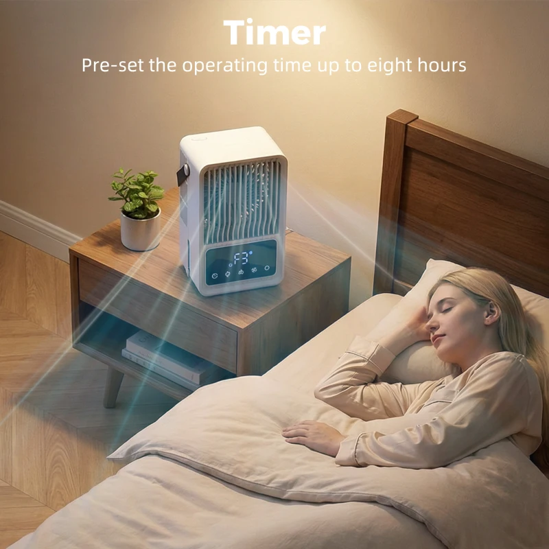 HOMCOM Desk Fan with Humidifier and RGB Light Portable Table Fan with 550ml Water Tank Black