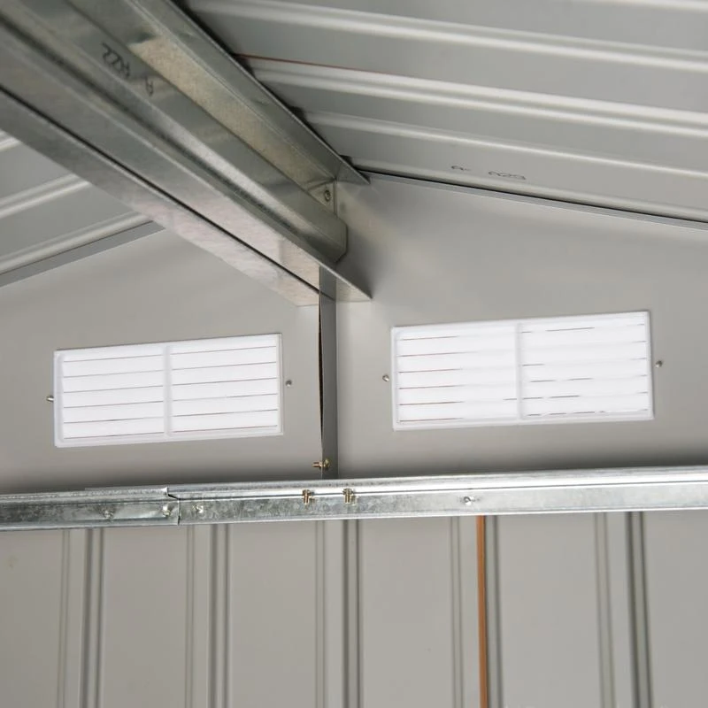 Outsunny 7 x 4ft Lockable Metal Garden Tool Storage Shed, Outdoor Storage Shed with Foundation and vents, Light Brown