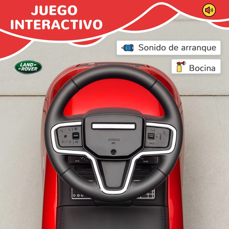 AIYAPLAY Coche Correpasillos con Licencia de Land Rover para Niños 18-36 Meses con Almacenaje Bocina Sonidos de Motor Rojo