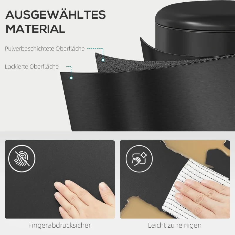 HOMCOM Mülleimer 30L Treteimer Abfalleimer mit Deckel Fußpedal Inneneimer, Soft-Close-Funktion 36 x 30 x 63,5 cm, Schwarz