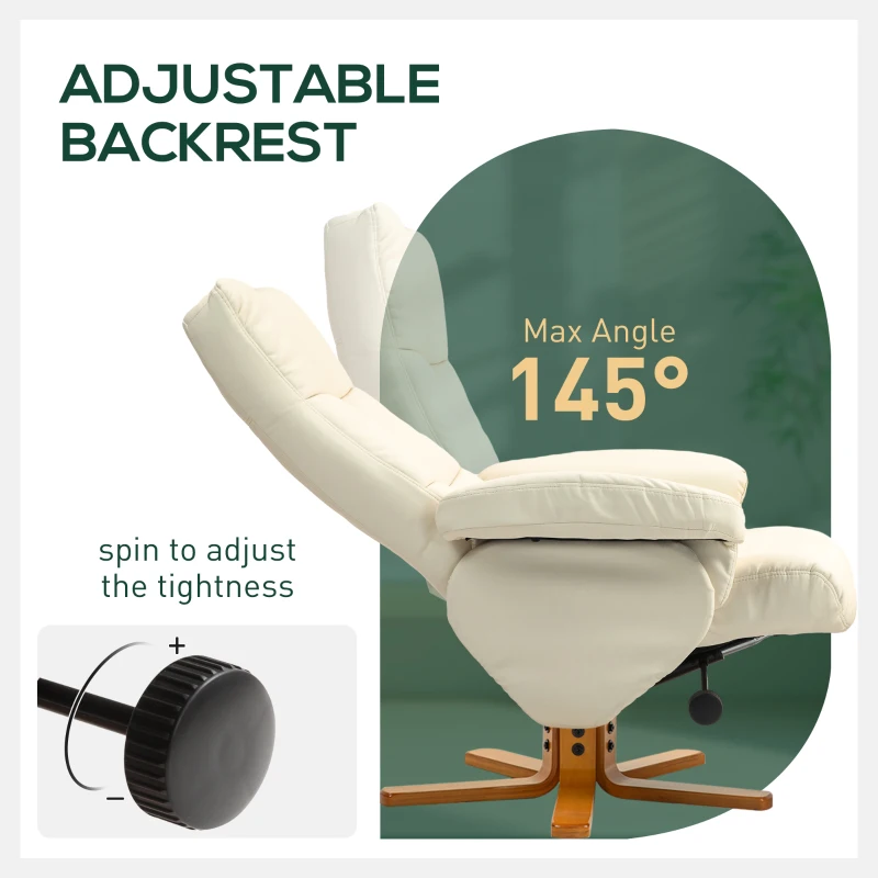 HOMCOM Fotel relaksacyjny z podnóżkiem, funkcja leżenia, schowek