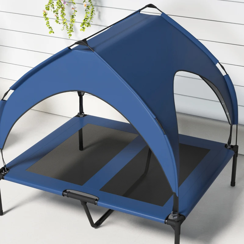 PawHut Hondenbed met Dak, Ademend, Waterafstotend, tot 30 kg, 91 x 76 x 89 cm, Donkerblauw