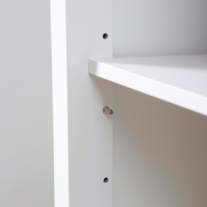 HOMCOM Küchenwagen Küchenrollwagen Servierwagen mit Räder Schublade Weinablage MDF Gummiholz Weiß+Eiche 67 x 48 x 86,5 cm