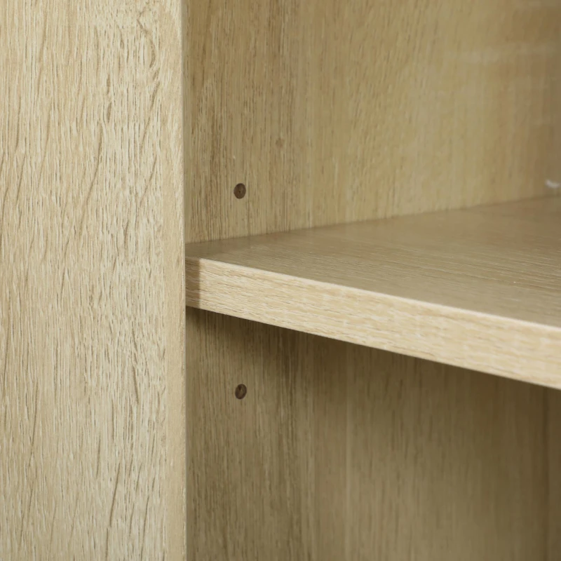 HOMCOM Aparador de Salón con 3 Puertas con Diseño Chevron Estantes Ajustables Patas de Metal 108x40x80 cm Roble