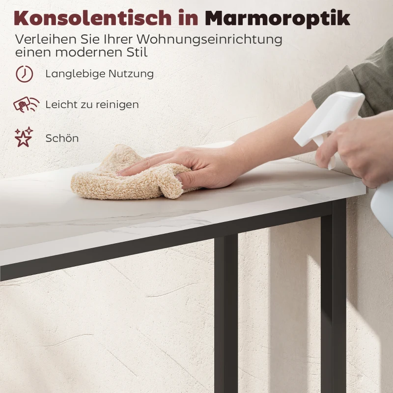 HOMCOM Konsolentisch Flurtisch mit verstellbar Fußpads, Kippschutz 75 x 24 x 76 cm für Kleinen Raum Schwarz