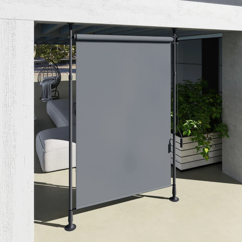Outsunny Tenda da sole retrattile su palo con manovella e altezza regolabile, Grigio scuro
