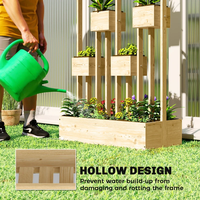 Outsunny Podwyższona grządka z kratką, drewniana donica, 90 x 45 x 170 cm