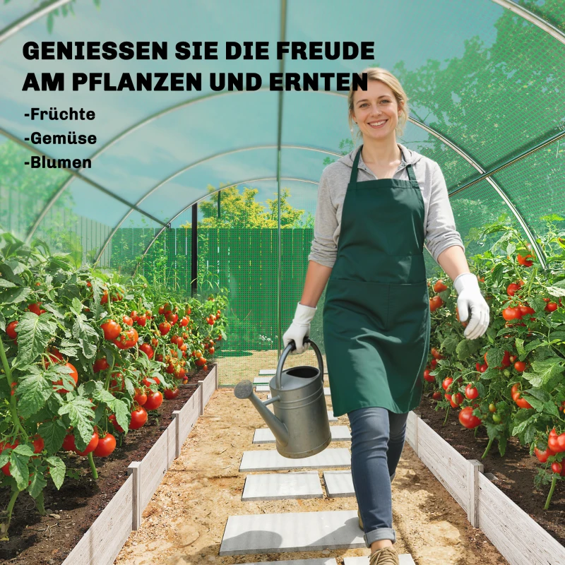 Outsunny Gewächshaus ca. 4 x 3 x 2 m Foliengewächshaus mit Rollbar 2 Reißverschlusstür & 8 Netzfenster Stützstangen Grün