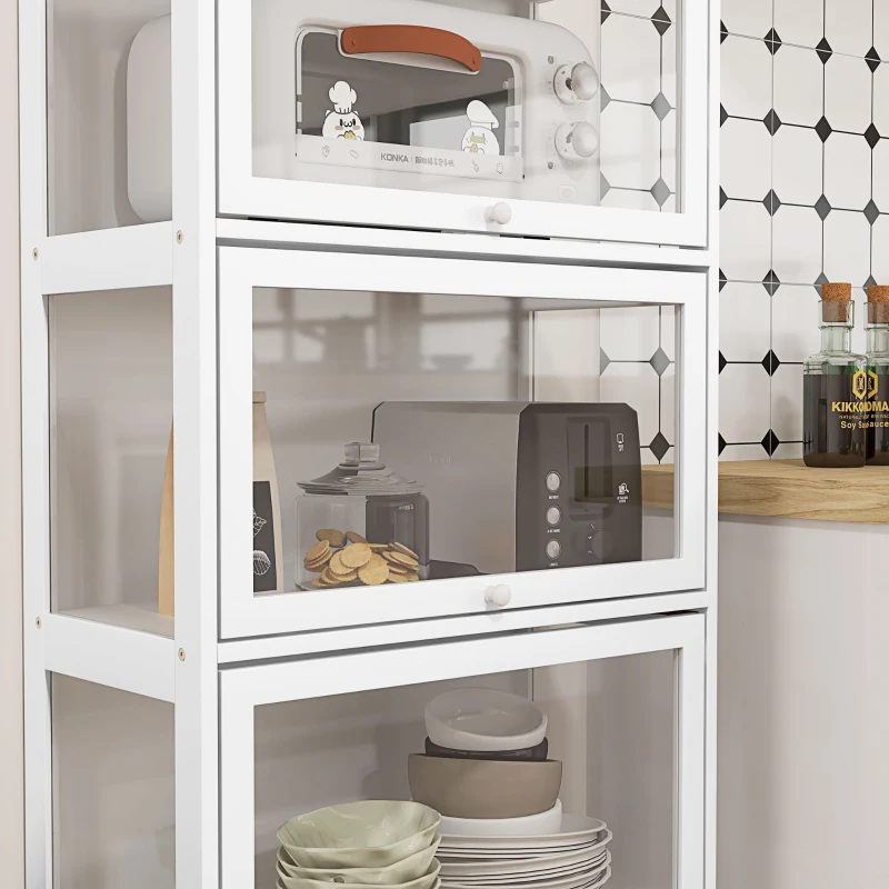 HOMCOM Vetrina per Collezione a 4 Ripiani con Ante a Battente, in Legno e Acrilico, 59x30x139 cm, Bianco