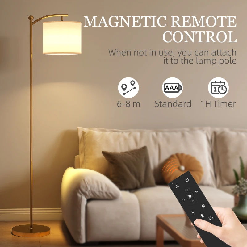 HOMCOM LED Floor Lamp with Remote Control - Gold Tone