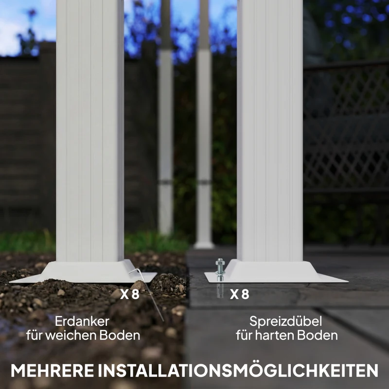 Outsunny Pergola 3 x 4 m Terrassenüberdachung mit Schiebedach, magnetische Verschlüsse, UV30+ Beige