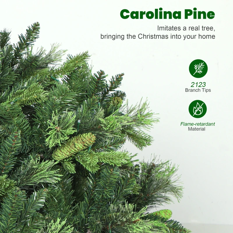 HOMCOM 7.5ft Artificial Pine LED Christmas Tree, with Remote